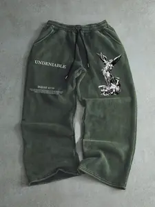 Men's Angel Wing Print Drawstring Waist Sweatpants, Regular Fit Casual Comfy Jogger Pants for Daily Wear, Men's Trousers for All Seasons, Casual Streetwear Pants