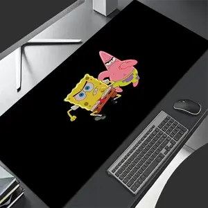 1Pc Large Patrick Star SpongeBob SquarePants Mouse Pad HD Durable Locked Edge Non-slip Rubber Washable Pads for PC Office Computer Gamer Extra Long Computer Accessory for Gamer Stylish Study and Workstation Decoration Mats Playmat XXL Keyboard Desktop Mat