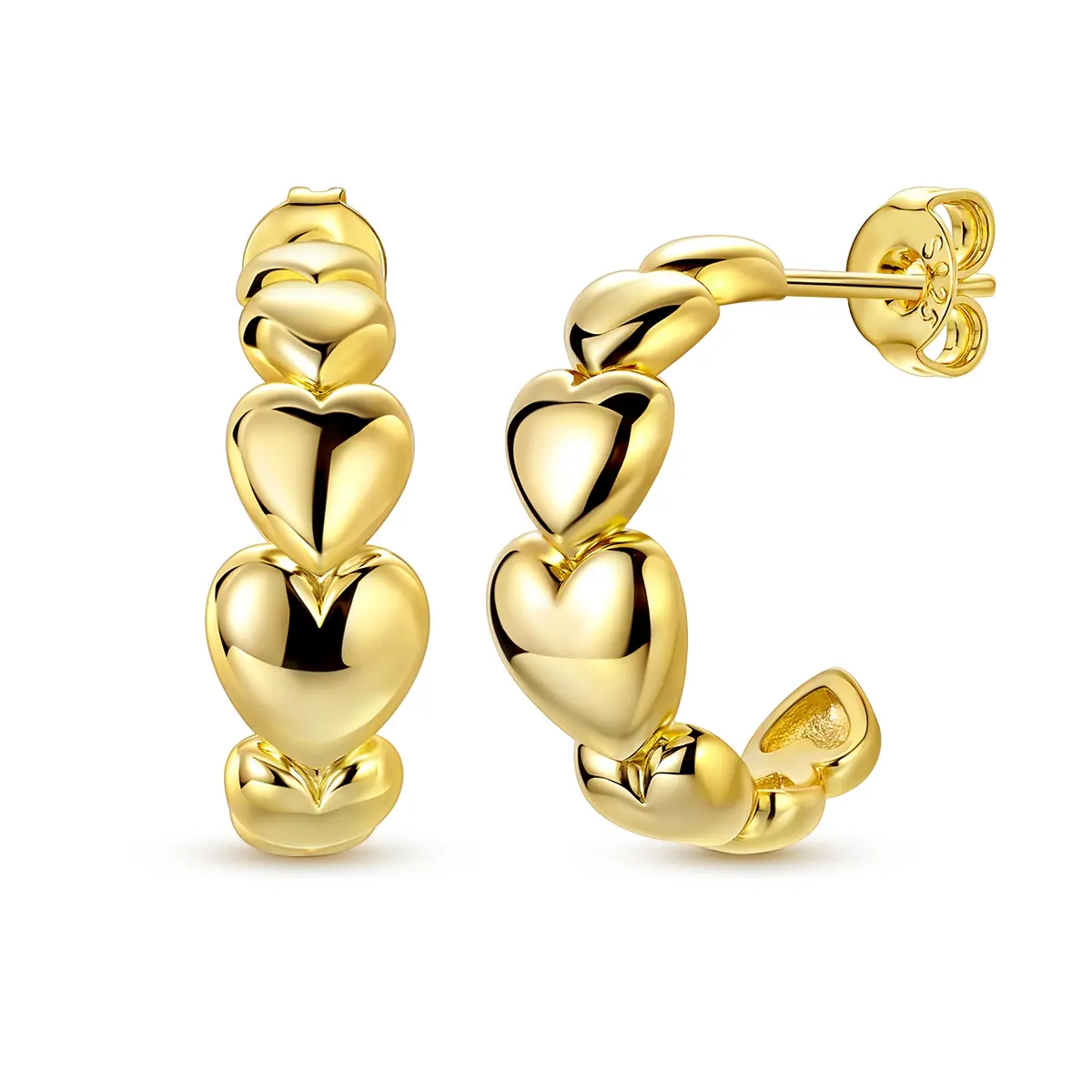 NARMO 18K Gold Plated Silver Fluffy Heart Hoop Earrings, Romantic Love Inspired Design, Perfect Valentine's Day, Anniversary, Birthday Gift for Wife, Girlfriend, Mom