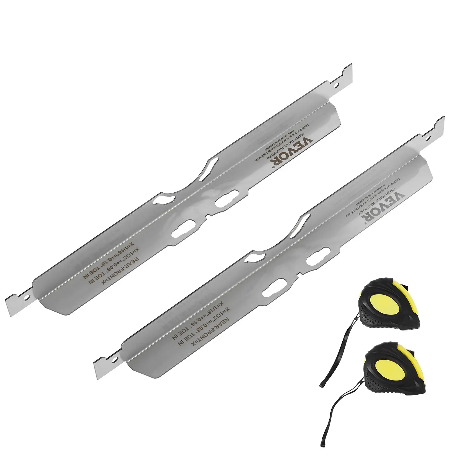 【summerfinds】VEVOR Wheel Alignment Tool, 2-Pack Toe Alignment Toe Plates, Stainless Steel Wheel Alignment Tool Plate, Toe Angle Accurate Measurement, Includes 2 Measuring Tapes & Conversion Chart
