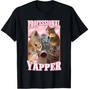 Bdhjydb Professional Yapper Funny Cat Meme Goofy Ahh Ironic Cat T-Shirt