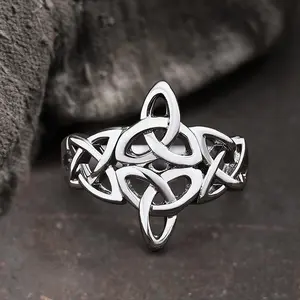 GTHIC Triquetra Irish Celtics Knot Viking Ring for Men Women Mother's Day Gift Stainless Steel