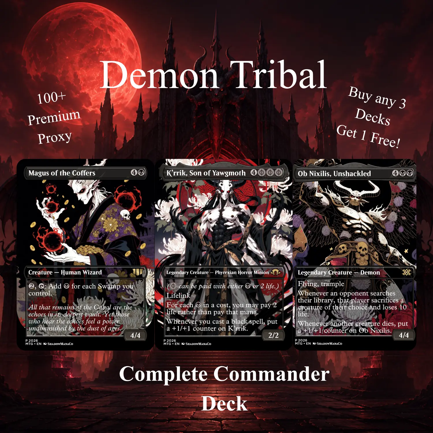 Demon Tribal Proxy Set – K'rrik Son of Yawgmoth Commander Cards | 100+ Premium Cards Ready to Play