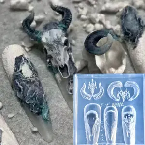 Transparent Silicone Nail Art Mold Sheep Head Horn Dried Bone Small Flower 3D Carving Decoration, High-Quality DIY Manicure Tool, Nail Art Tools