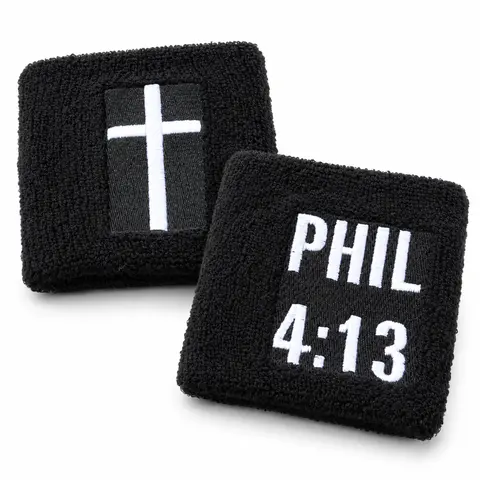 Christian Sports Headband and Wristband Set for Men, 3-Piece Sweat Wicking Bands with Embroidered Cross & PHIL 4:13, 1 Size for Soccer & Training, Sweat Wicking Headband, Soccer Edit, Sport Headband