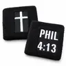 Christian Sports Headband and Wristband Set for Men, 3-Piece Sweat Wicking Bands with Embroidered Cross & PHIL 4:13, 1 Size for Soccer & Training, Sweat Wicking Headband, Soccer Edit, Sport Headband