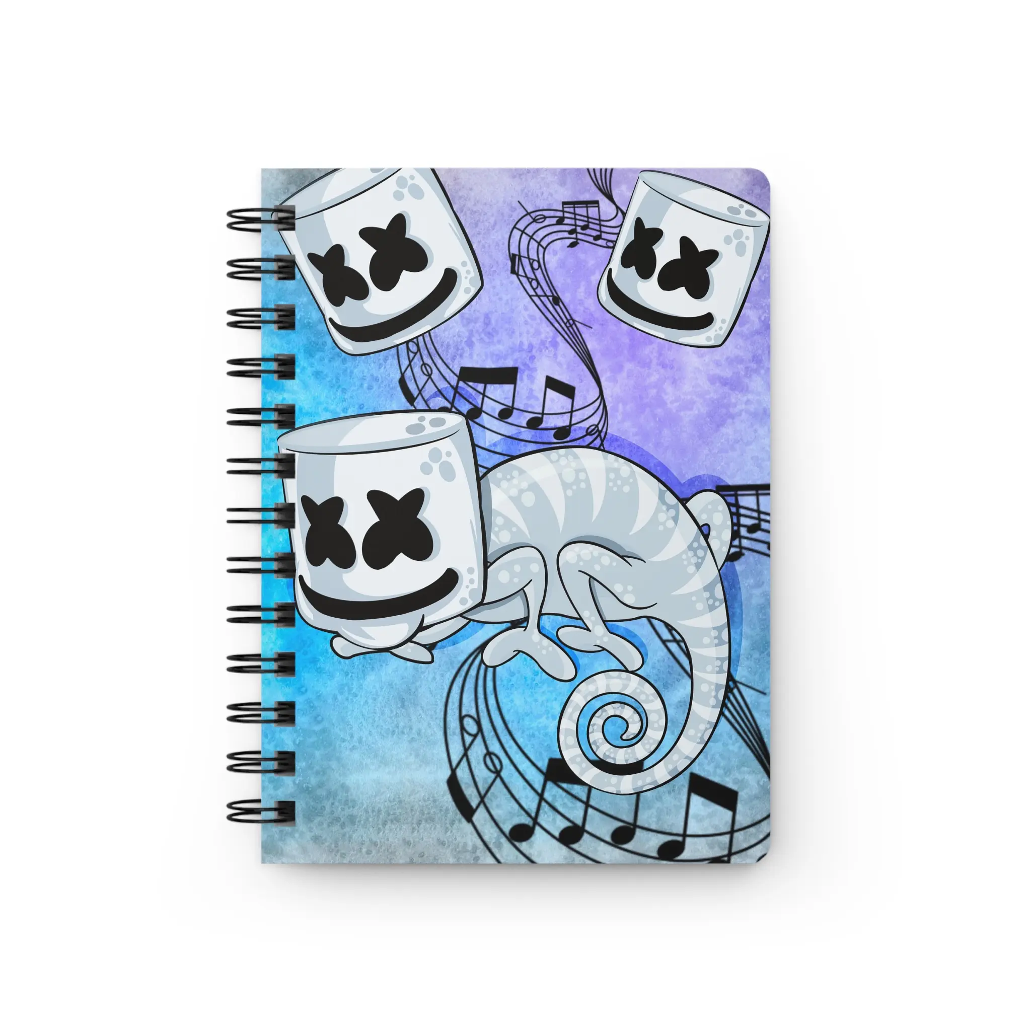 Chamo Pop Art - Musical Marshmallow Head Chameleon Journal - Colorful Spiral Notebook for Note-Taking, Music Lovers, Creative Writing, Gift for Graduates, Back to School