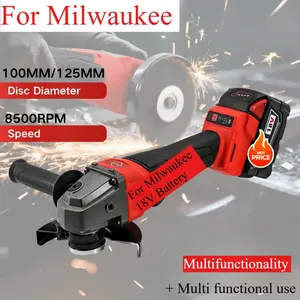 For Milwaukee 18V Power Tools Battery, Cordless Grinder Polishing  Cutting 125mm Brushless Angle Machine High Power Electric