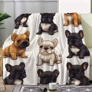 French Bulldog Print,Super Soft Flannel Printed 3D Blanket, As Birthday Gifts, Family, Wedding, Souvenir Blankets, Polyester Blankets Suitable For All Seasons, Washable, Machine Washable, Lightweight, Breathable, Comfortable, Warm, Unique, 280gsm For Him,