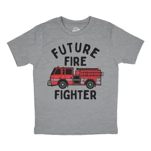 Youth Funny T Shirts Future Fire Fighter Sarcastic Fire Truck Graphic Novelty Tee for Kids Funny T Shirts Funny Sarcastic Short Sleeve Novelty Tees for Kids Light Grey