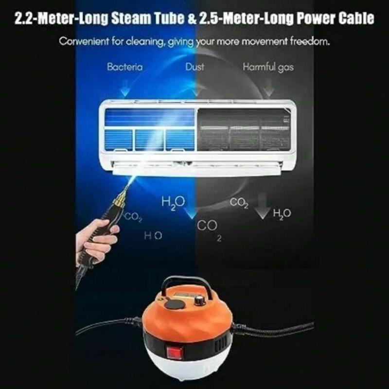 Handheld Steam Cleaner 2500W High Pressure Steam Cleaner For Home, Steamer For Cleaning With 3 Brush Heads, 2 Washers & Extended Rod, Steam Cleaner For Upholstery Kitchen Air Conditioning Bathroom To Remove Grime, Grease, Oil Fume, And More