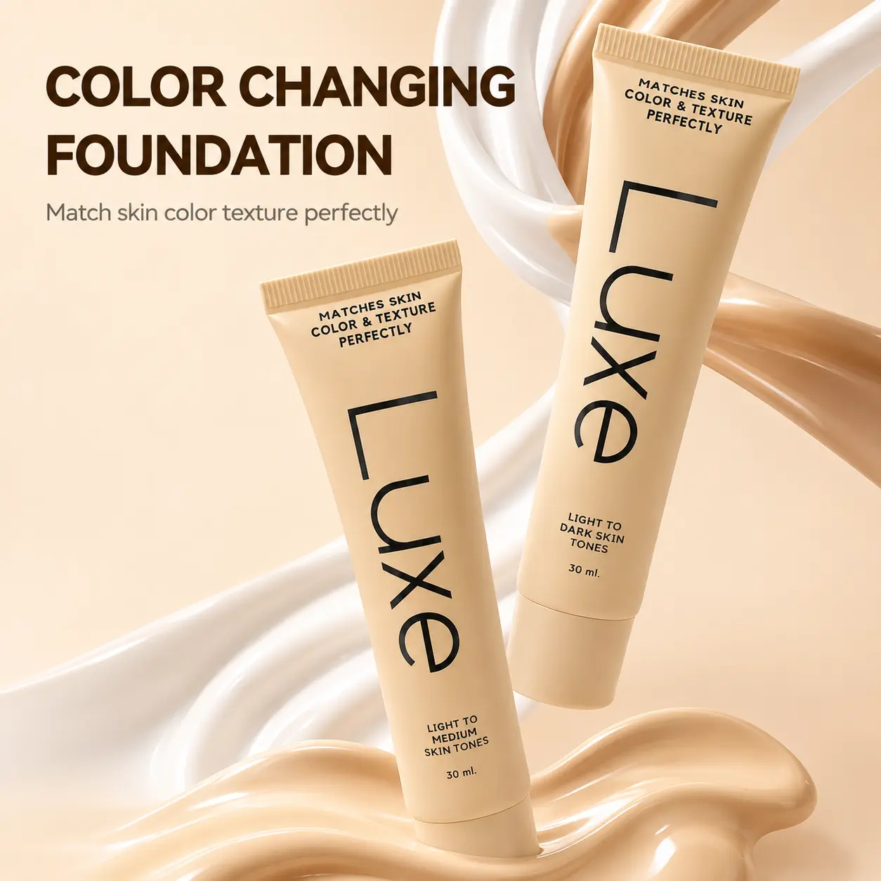 Color Changing Foundation, Tone Adapting Liquid Foundation with Lightweight Hydrating Formula, Buildable Light to Medium Coverage for Natural Dewy Finish, Everyday Makeup Essential