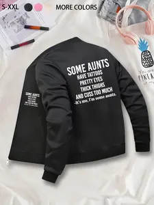 Funny Text Graphic Printed Fitted Long Sleeve Jacket & Coats - Unique Aunt Themed Outerwear, Suitable for Casual Outdoor Sports, Fashionable & Durable for All Seasons, Ideal for Daily Activities & Holiday Gifting.