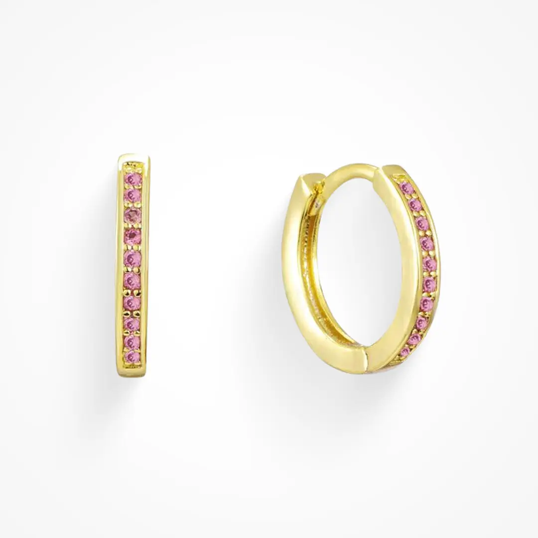 Gold, Pink CZ, Small