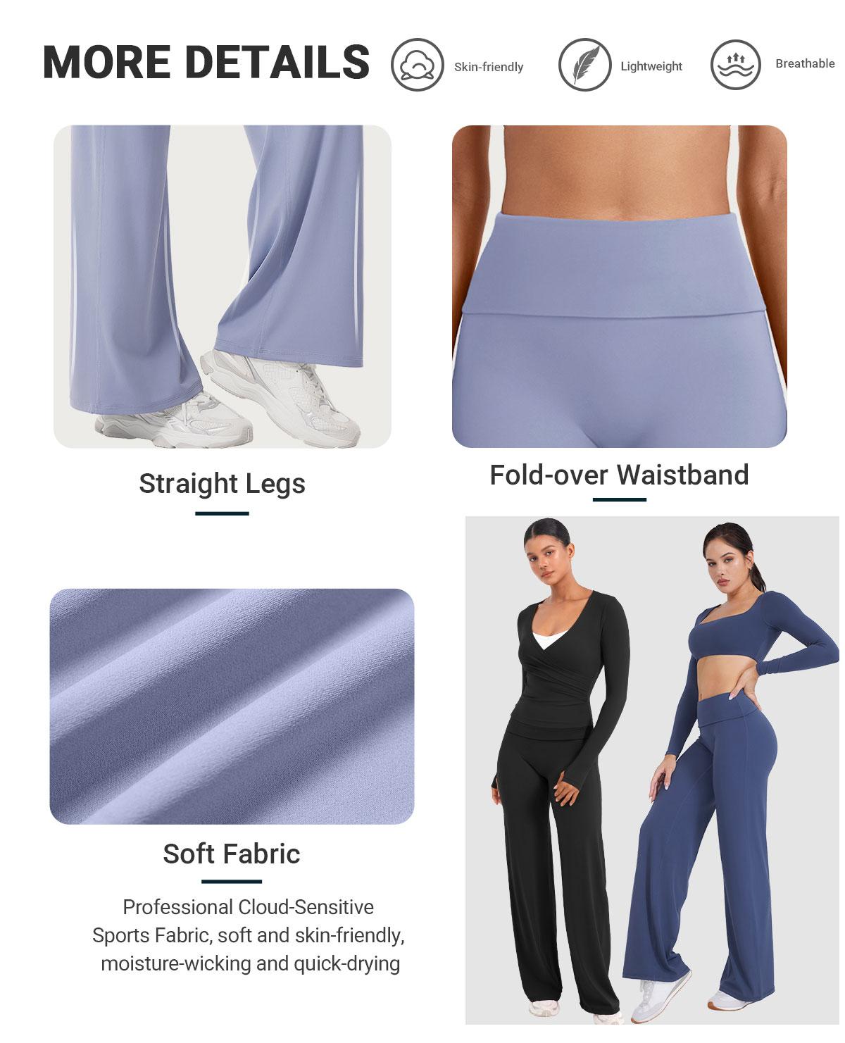 YEOREO Eddiy 31.5" Fold Over Straight Leggings Women High Waist Yoga Pants Gym Outfits Activewear Fitness