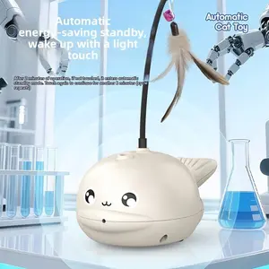 Whale Cat Interactive Toy for Indoor Use - Automatic Electric Bird Feather Stick Toy - Features Automatic Function and Electric Birds - Provides Continuous Entertainment for Cats - Equipped with Infrared and Colorful Lights