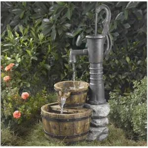 212 MAIN FCL005 Automatic Water Fountain for Dogs, Old-Fashioned Distressed Look Weatherproof Garden & Outdoor Water Fountain, Pet Feeding Accessory, Garden Fountains