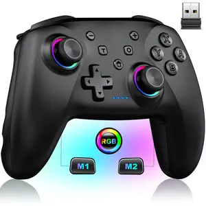 Wireless PC Controller with Hall Effect Joysticks & Triggers, LED Lighting - No Stick Drift, No Dead Zone, 1000mAh Battery, Controller for PC, for Switch/Switch OLED, iOS and Android