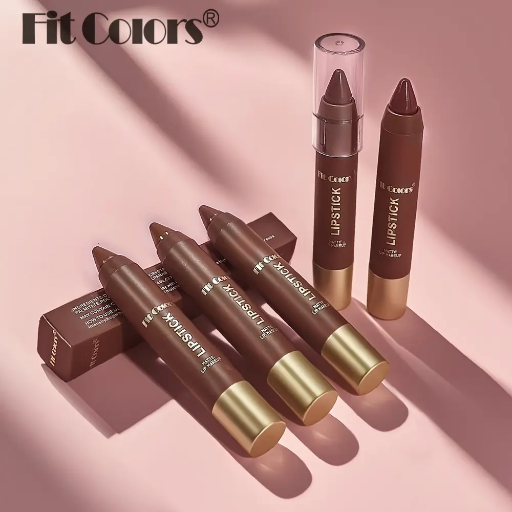 1pc Fit Colors Matte Chocolate Lipstick Cosmetic Makeup, Waterproof Non-Stick Cup Long-Lasting Lip Color, Available in 6 Shades, Perfect for Daily Use, Waterproof Longlasting Lip Products Makeup