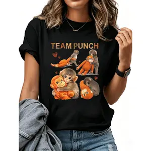 Team Punch Monkeys Hugging Hearts Women Men T-Shirt Cotton Clothing