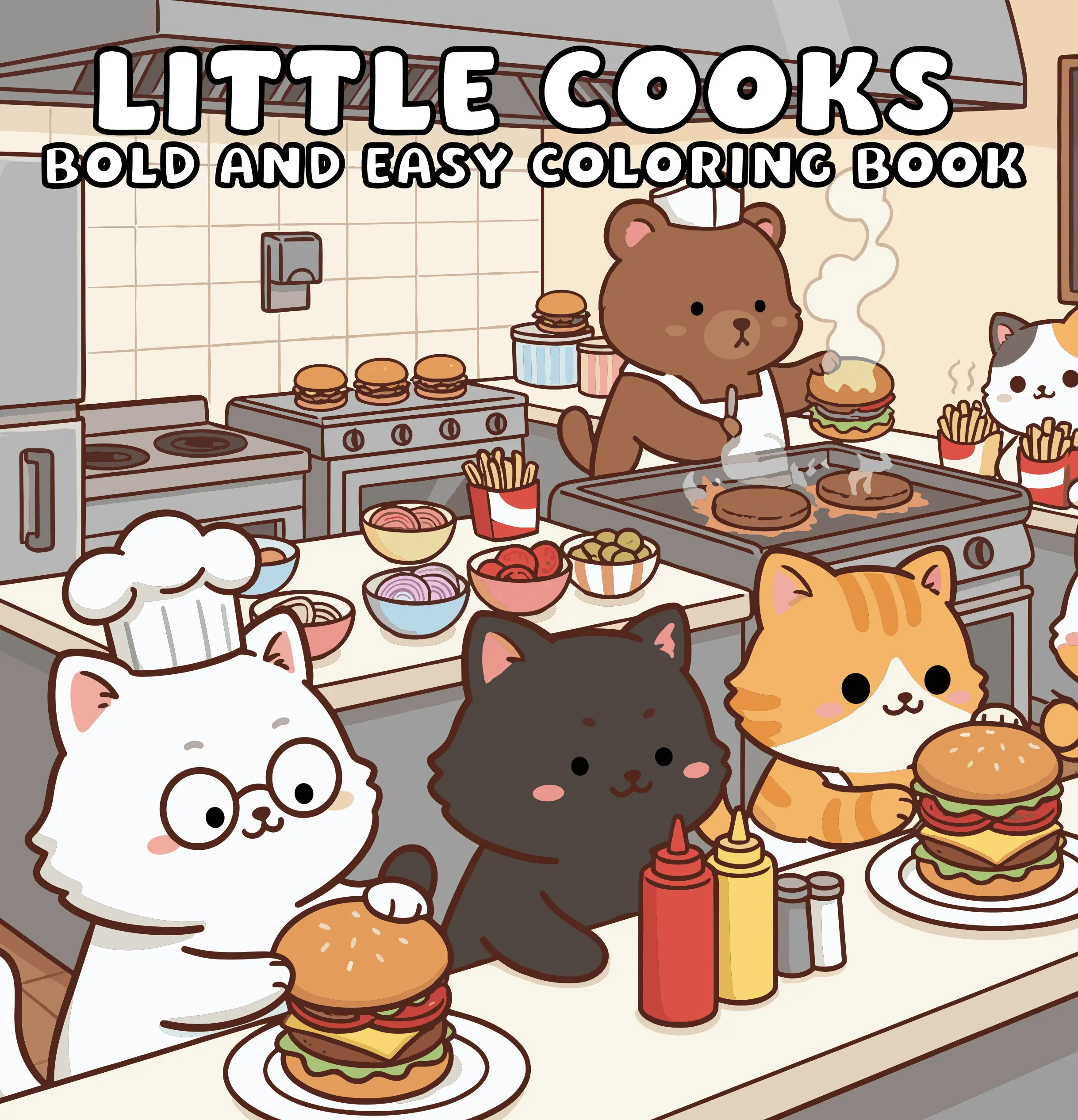 Page Publications Little Cooks Bold-and-Easy Tasty Treats Coloring Book - Single-Sided, Bold Outlines, Large Print, Kitchen Scenes, Adorable Designs for Kids’ Creative Relaxation, Mindful Coloring