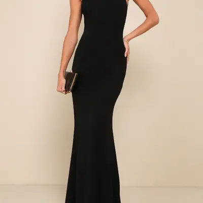 chinese dress ladies Mac Duggal Strapless Velvet Mermaid Gown with Ruffle Slit, Womens, 12, Black