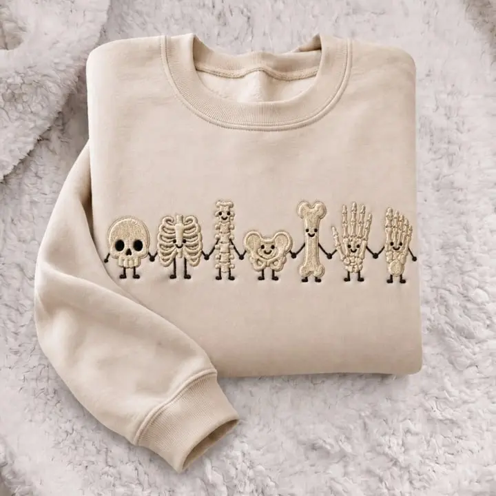 [MADE IN US] Radiology Tech Skeleton Embroidered Sweatshirt, Cute X-Ray Tech Crewneck, Radiologic Technologist Pullover, Rad Tech Gift