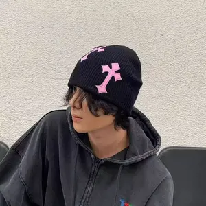 Sopula Studio Men's & Women's 21st Century Style Casual Gothic Cross-Design Knitted Hat Acrylic Embroidered Streetwear Spring Statements