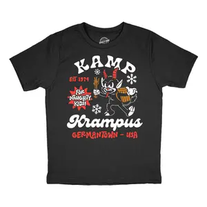 Youth Funny T Shirts Kamp Krampus Sarcastic Christmas Graphic Novelty Tee For Kids Funny T Shirts Christmas Tops for Kid Novelty Tees for Kids Black -