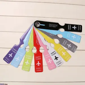 10-PCS Happy Flight Luggage Tags Ideal for Air Travel, Suitcases, Backpacks, and Keeping Your Belongings Identified Protected Suitcase Labels, Reusable Travel Bag Identifiers  Trips Flexible Silicone Suitcase ID Labels, Reusable Travel  Tags with Privacy