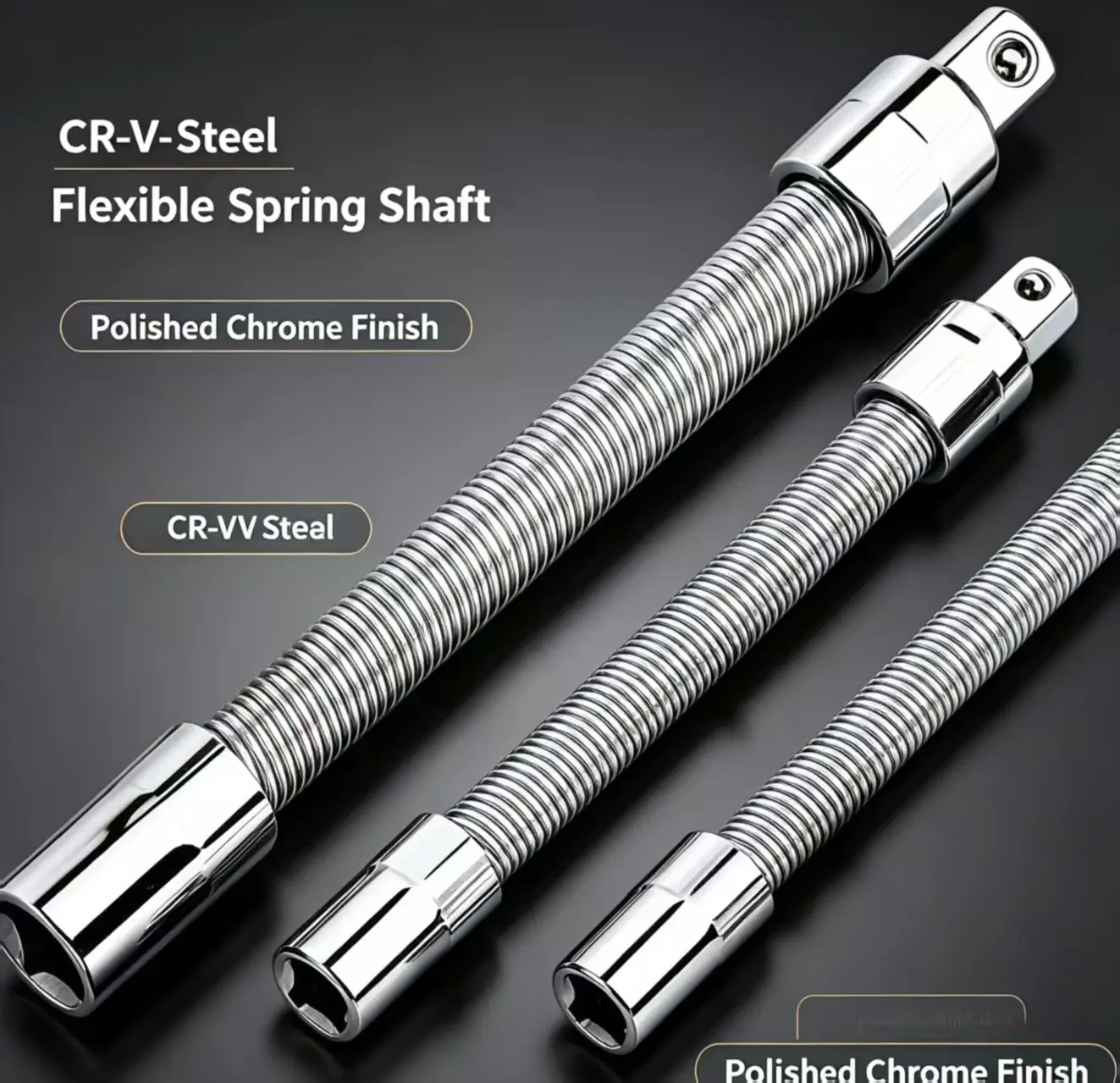Heavy-Duty 1/2-Inch Drive Socket Wrench Extension Kit - 3 Flexible Bendable Extension Shafts, Wrench Extender Bar, Connection Adapter - Automotive Mechanic Repair Tool Set, Portable Multi-Purpose Father’s Day Gift