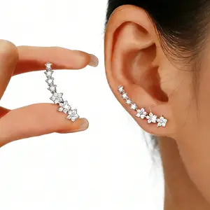 Flower Earrings For Women Sparkling Crystal Rhinestones Hypoallergenic Studs Minimalist Jewelry All Seasons L34