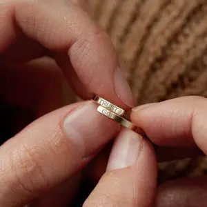 “In God We Trust” Double Layer Ring – Adjustable Open Band Unisex Statement Ring, Minimalist Copper Jewelry