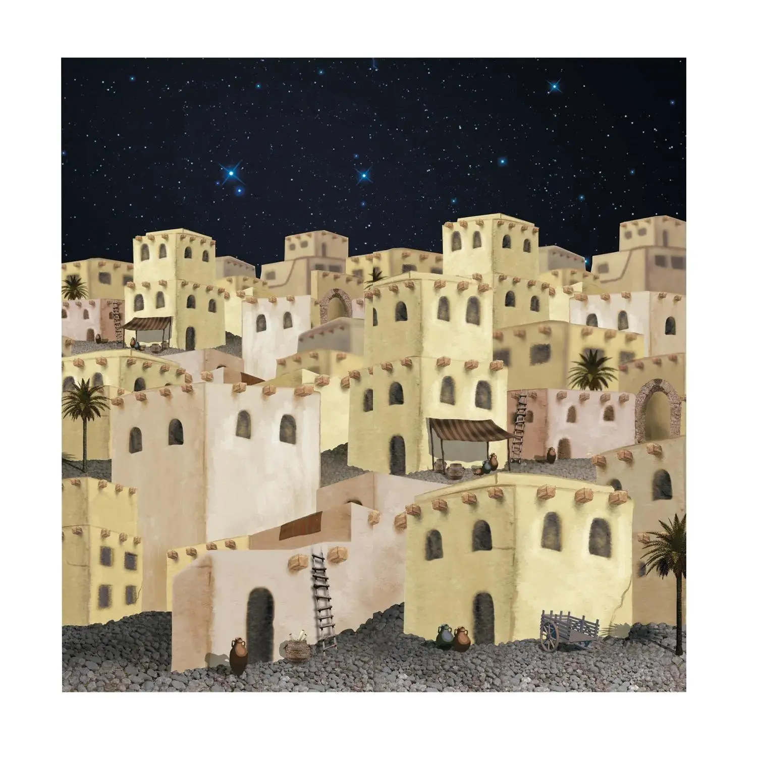 6 Ft. x 6 Ft. Town of Bethlehem Nativity Pageant Plastic Backdrop