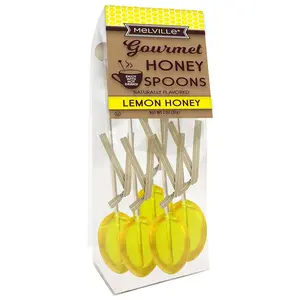Melville Candy Natural Honey Spoons For Tea, Coffee & Beverages - Clover Flavor 5-Count