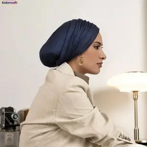 Breathable Cotton Headscarf for Women, Solid Color Minimalist Hair Wrap Cap, Soft Mercerized Fabric Fashion Beanie for Daily Wear, Bad Hair Day, Home & Outdoor Casual Styling