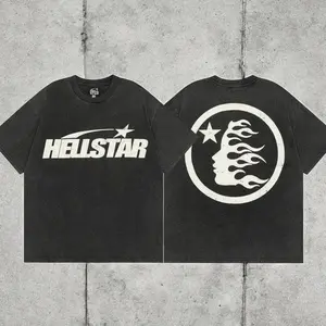 Hell-star Logo Y2K Aesthetic T Shirt, Harajuku Tee, Goth Punk T-Shirt, Alternative Clothing, Y2k Graphic Shirt, Shirt, Cotton Shirt, Vintage Shirt, Crewneck Shirt, Streetwear, Oversized T-Shirt Casual Top Unisex INS BM5 LBN