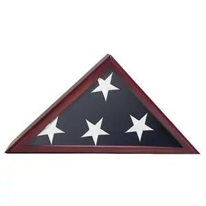Hard Wood 5ft x 9.5ft Flag Display Case - Dark Cherry Finish