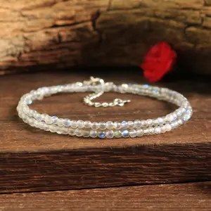 Natural Round Labradorite 4mm Tiny Beads Dainty Choker Healing Crystal Minimalist Boho Women Girl Necklace Gift