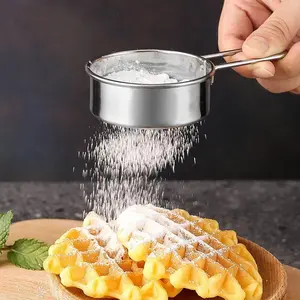 Stainless steel handheld mini flour sieve, 40 mesh sugar sieve, cocoa powder sprinkler, baking sieve for home use.
