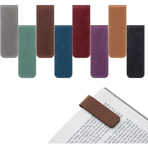 8 count Leather  Bookmarks  Bookmark Clip  Textured Leather Bookmarks Valentines Day  for Teachers Students Book Lovers Women Men(Dark Color)
