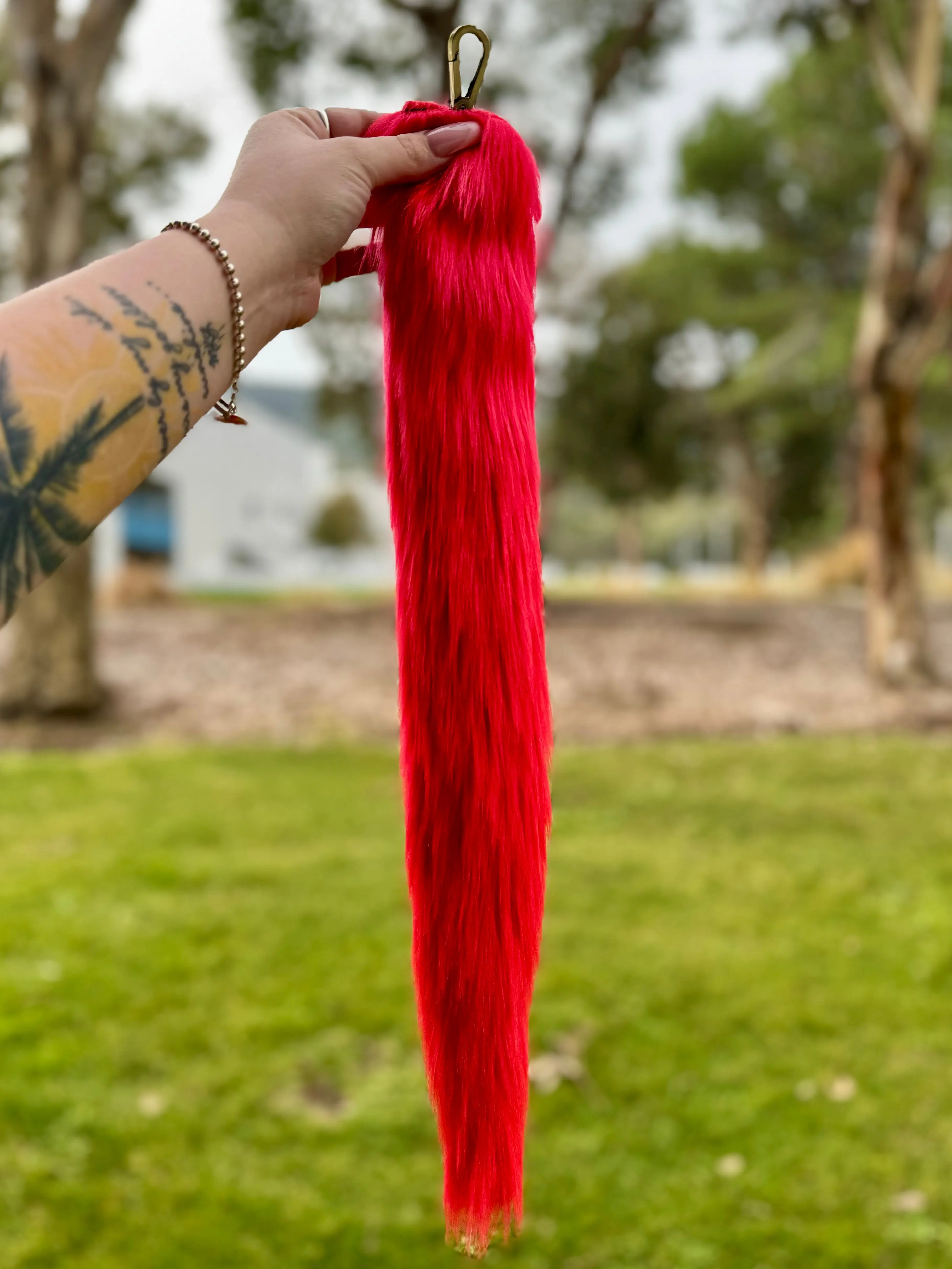 Red Faux Fur Clip-On Tail