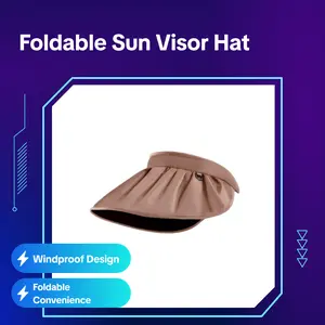 2026 New Brown Shell Visor Hat, Women Hollow Top Black Lining Sun Hat, Summer Outdoor Foldable Empty Top Headwear
