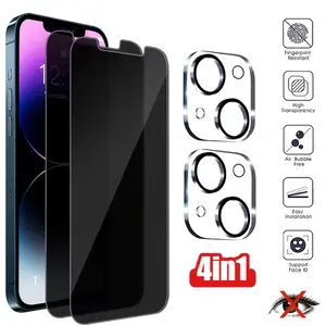 Privacy Screen Protector Tempered Glass Set for iPhone 17/16/15/14/13/12/11 Pro Max Plus (4-Piece Set): Includes 2 privacy screen protectors + 2 camera lens protectors. Provides privacy protection, full coverage, scratch resistance, and durability.