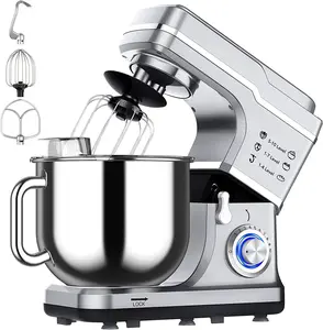 Mother's Day Special: GARVEE Tilt-Head Kitchen Appliance | 660W 10-Speed Mixer with Splash Guard & 3 Attachments | Dishwasher-Safe 7.5QT Bowl for Home Bakers (Silver/Black)