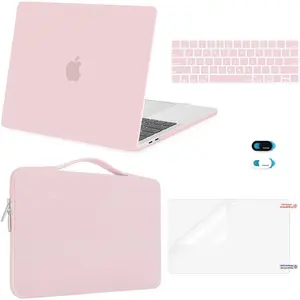 MOSISO Compatible with MacBook Pro 13 inch Case M2 2026, 2025, 2024-2016 A2338 M1 A2251 A2289 A2159 A1989 A1708 A1706, Plastic Hard Case&Bag&Keyboard Skin&Webcam Cover&Screen Protector, Rose Quartz
