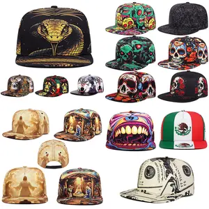 High Quality Pattern Printed Men's & Women's Hip Hop Flat Brim Hat Acrylic Adjustable 55-64CM Unisex Style Buckle Casual Sports Baseball Cap bonnets  women marshmallow cynthia pia  headband bradley  martyn