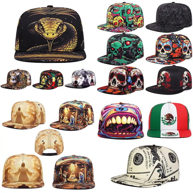 High Quality Pattern Printed Men's & Women's Hip Hop Flat Brim Hat Acrylic Adjustable 55-64CM Unisex Style Buckle Casual Sports Baseball Cap bonnets  women marshmallow cynthia pia  headband bradley  martyn