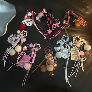 Christmas Snowman Nylon Weaving Rope Ball Ball Car Keychain Phone Case Pendant Bag Hanging Decoration Backpack Hanging Chain Temperament Cute Soft Keychains