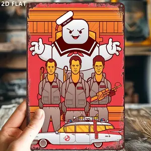Vintage Ghostbusters Iron Metal Tin Sign 8x12inch for Home Bar Indoor Outdoor Decoration, Unique Artistic Plaque